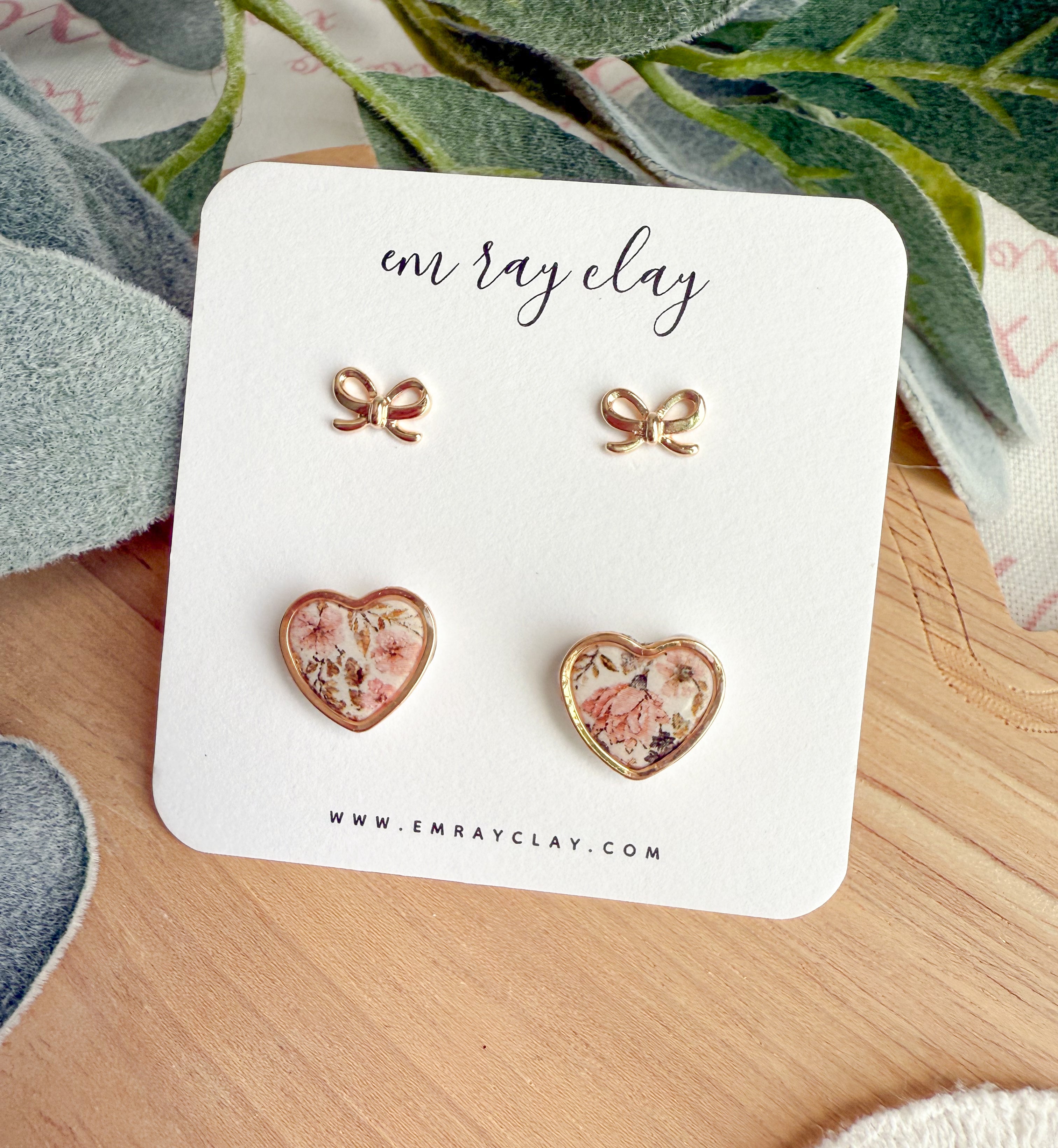 Floral Heart Stud Duo