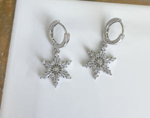 Silver Snowflake Huggies