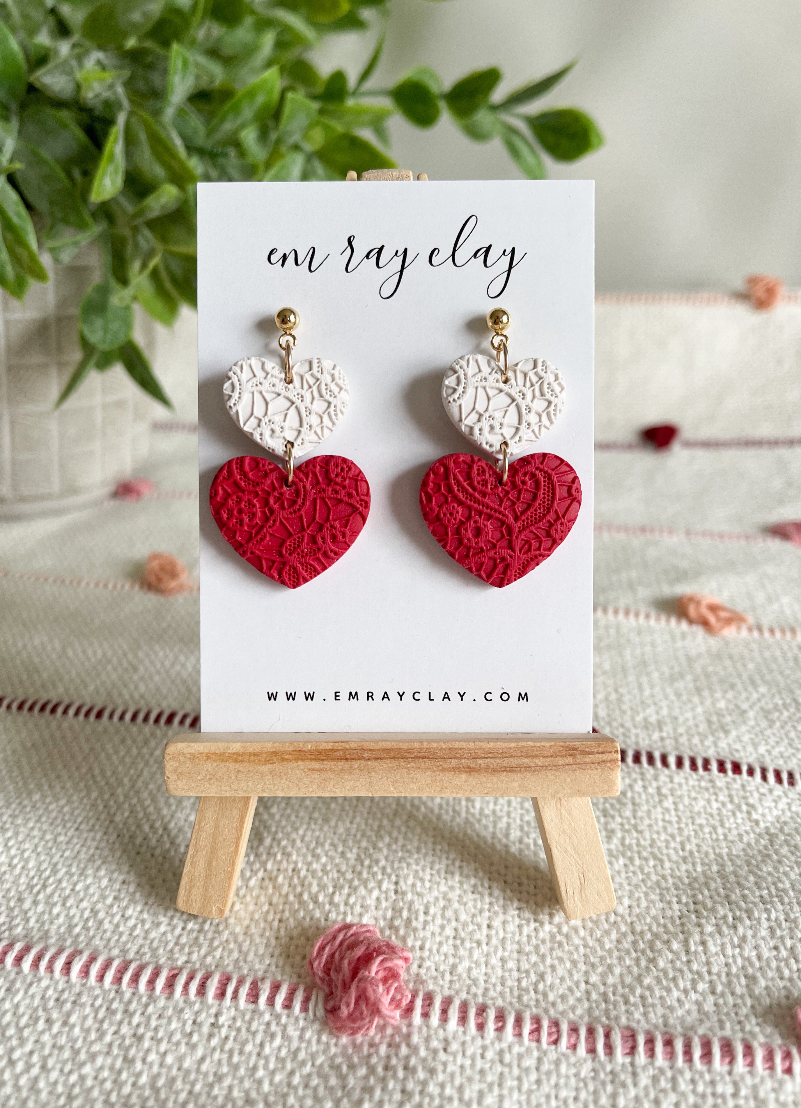 Double Heart Dangles (Red)