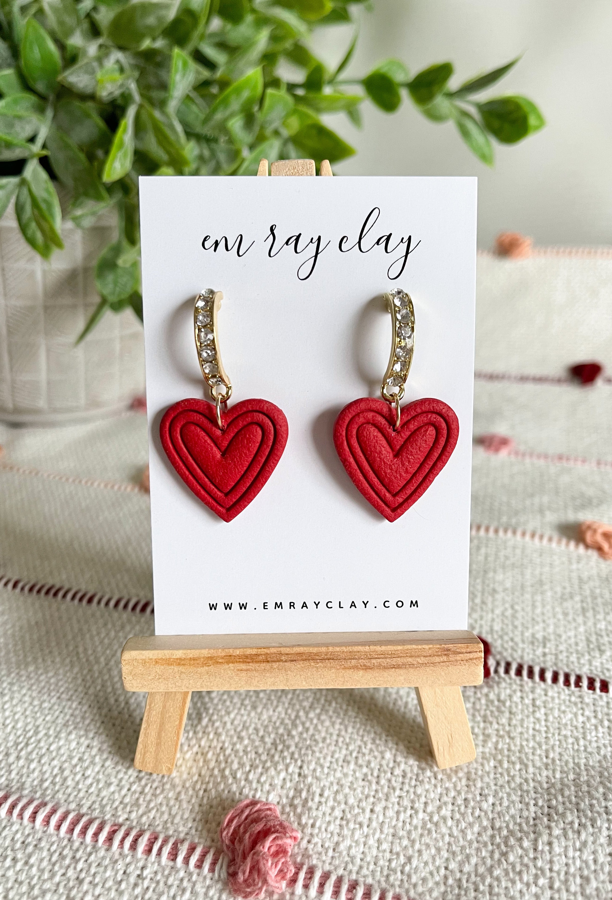 Embroidered Heart Dangles (multiple colors)