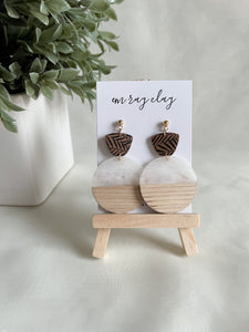 Palm Leaf Marble Circle Wooden Dangles