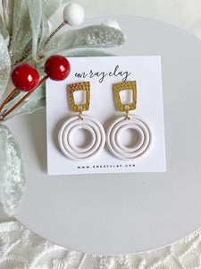 Speckled White Embossed Circle Dangles