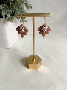 Dusty Pink Leafy Gem Hoops