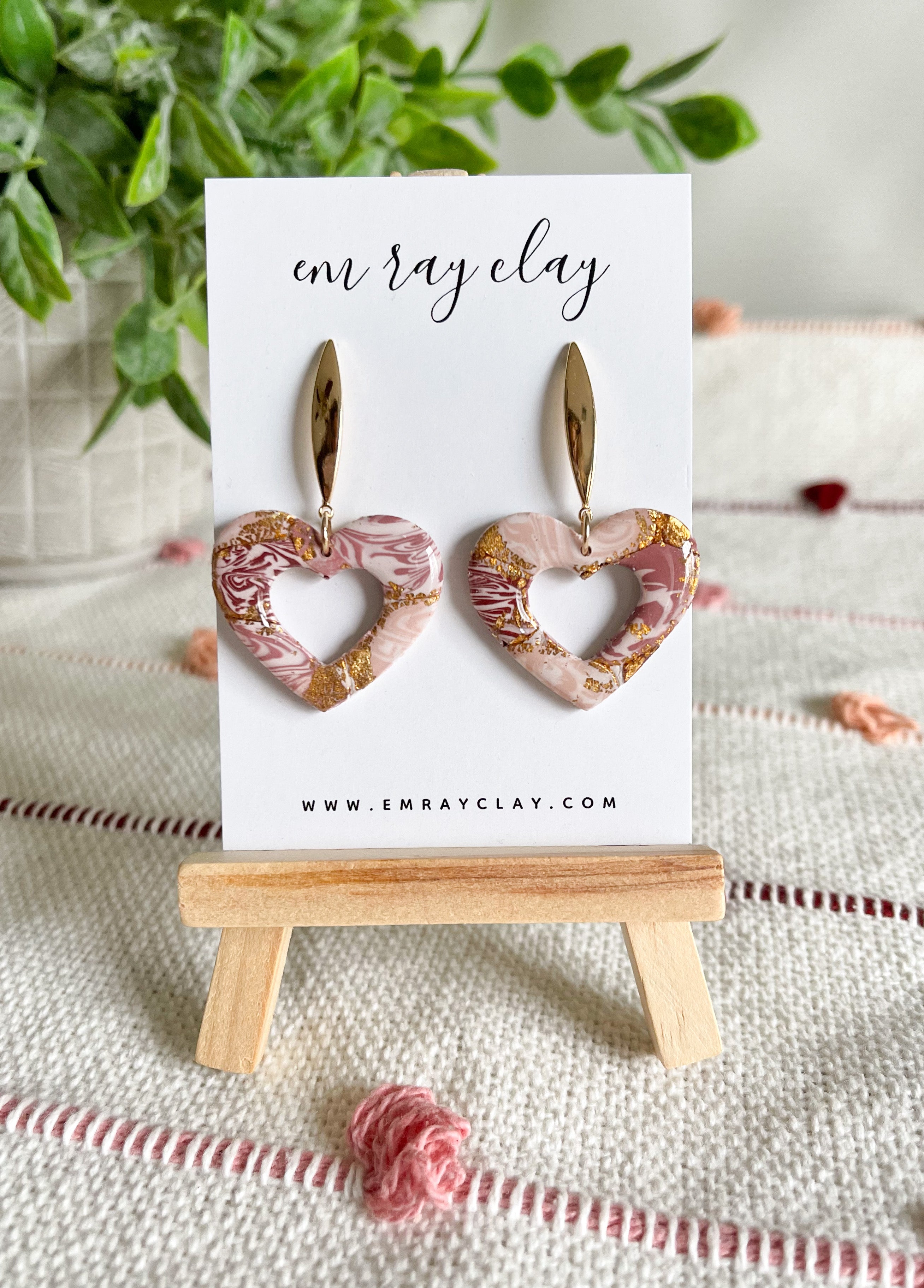 Marbled Heart Dangles