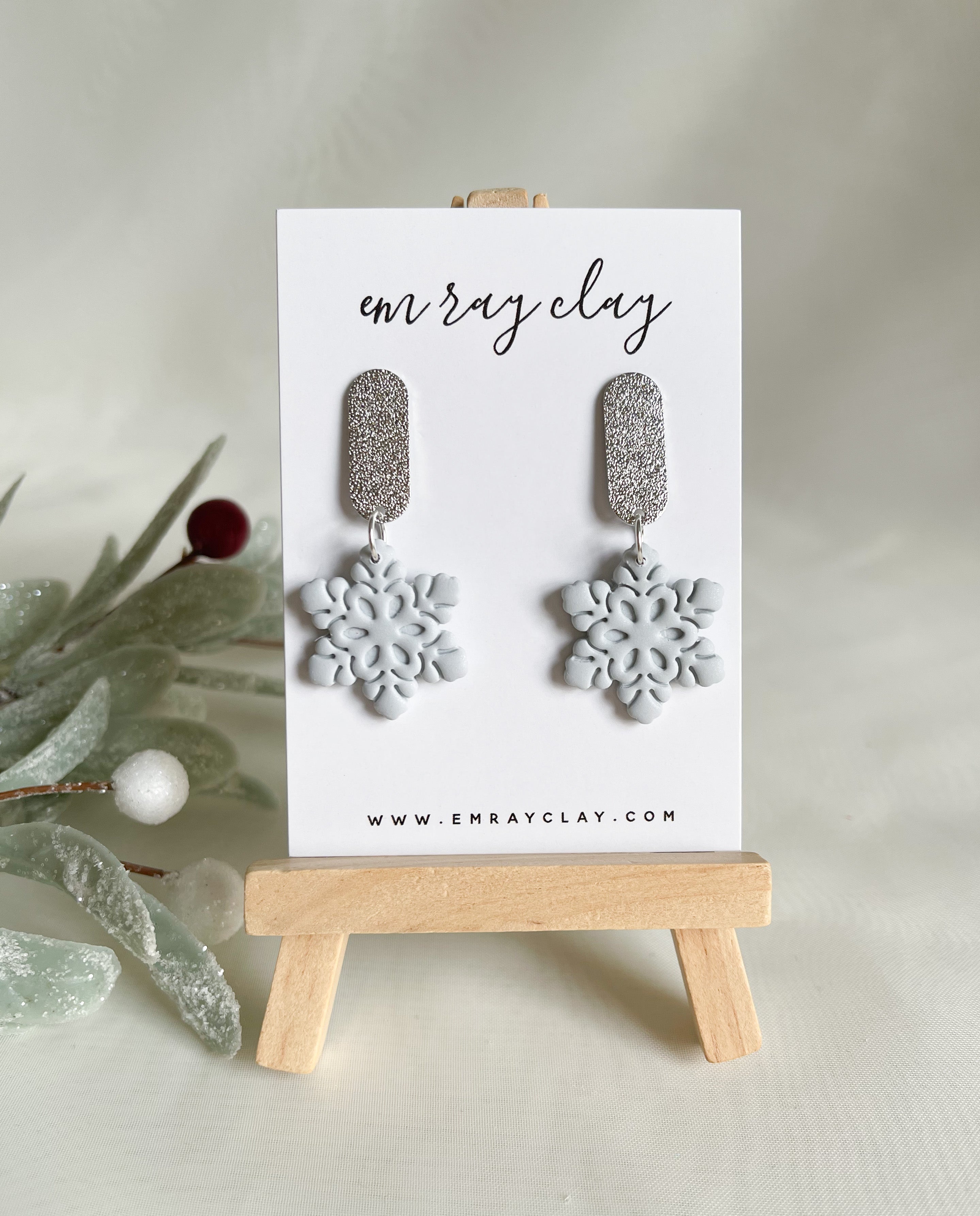 Silver Embossed Snowflake Dangles